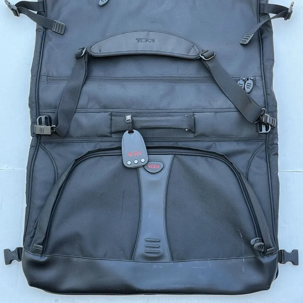 Tumi Tri-Fold Carry On Travel Garment Bag Ballistic Nylon Crossbody Black 22”